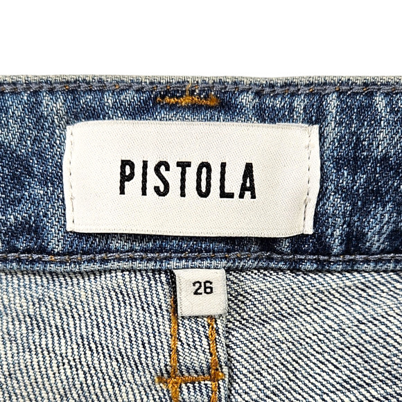 NWOT Pistola Aline High Rise Distressed Raw Hem Skinny Denim Jeans Sz 26x28 Blue - Picture 3 of 9